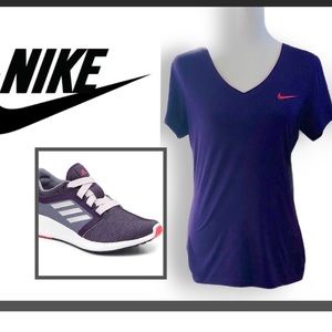 Nike Pro Dri-Fit V Neck Tee Purple Workout